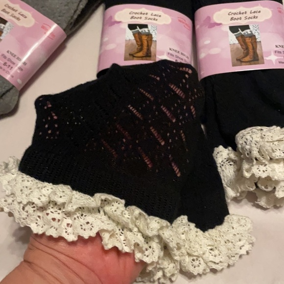 Boot Cuff SOCKS Crochet Lace Boot Topper Detail Lot of 3 Knee high gift - Picture 6 of 7